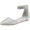 image:imageDREAM PAIRS Womens Low Wedge Pointed Toe Ankle Strap Dress Comfortable Casual Flats ShoesSilverGlitter