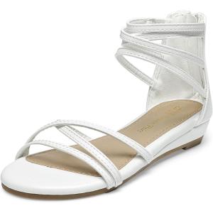 image:imageDREAM PAIRS Girls Ankle Strap Flat Sandals Summer Dressy Strappy Gladiator Rhinestones Platform Low Heels ShoesWhite