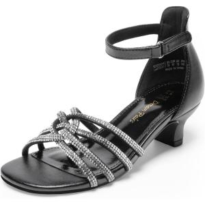 image:imageDREAM PAIRS Girls Dress Shoes Sandals Low Heels Ankle Strap Flower Wedding Party Shoes for Little KidBig KidBlack