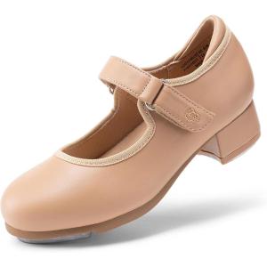 image:imageDREAM PAIRS Kids Tap Shoes for Girls Dance Shoes Boys Easy Strap Tap Mary Jane PU Leather for ToddlerLittle KidBig KidTan