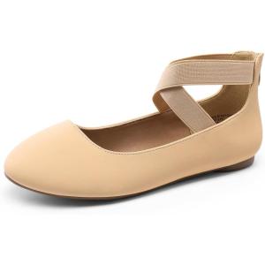 image:imageDREAM PAIRS Womens Comfortable Fashion Elastic Ankle Straps Flats ShoesNudenubuck
