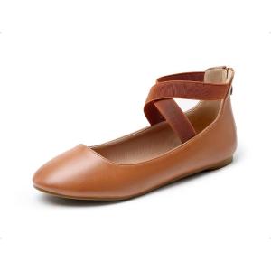 image:imageDREAM PAIRS Womens Comfortable Fashion Elastic Ankle Straps Flats ShoesTanPu