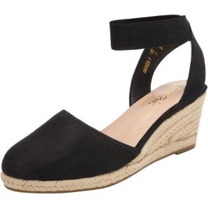 image:imageDREAM PAIRS Womens Elastic Ankle Strap Espadrilles Wedge SandalsBlack