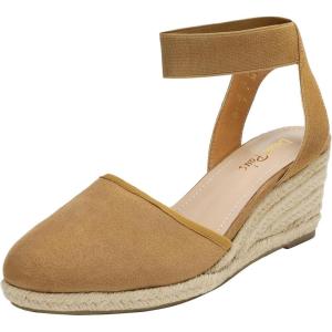 image:imageDREAM PAIRS Womens Elastic Ankle Strap Espadrilles Wedge SandalsCamel