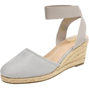 image:imageDREAM PAIRS Womens Elastic Ankle Strap Espadrilles Wedge SandalsGrey