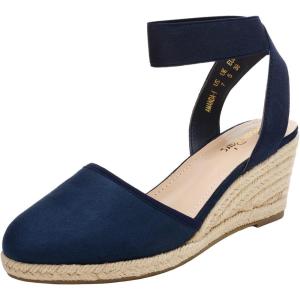 image:imageDREAM PAIRS Womens Elastic Ankle Strap Espadrilles Wedge SandalsNavy
