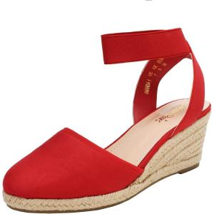 image:imageDREAM PAIRS Womens Elastic Ankle Strap Espadrilles Wedge SandalsRed