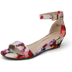 image:imageDREAM PAIRS Womens Ingrid Ankle Strap Low Wedge SandalFloral