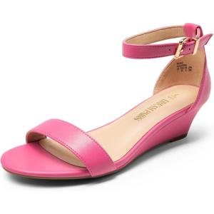 image:imageDREAM PAIRS Womens Ingrid Ankle Strap Low Wedge SandalHot Pinkpu