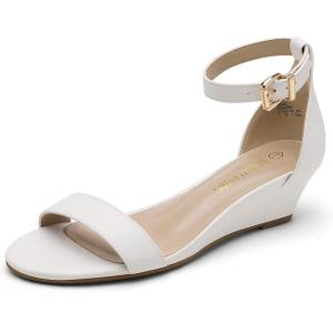 image:imageDREAM PAIRS Womens Ingrid Ankle Strap Low Wedge SandalWhitePu2