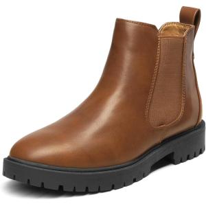 image:imageDREAM PAIRS Womens Low Heel Chelsea Ankle Boots Fashion Slip On Elastic Fall Booties ShoesBrownishYellowPu