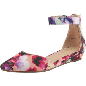 image:imageDREAM PAIRS Womens Low Wedge Pointed Toe Ankle Strap Dress Comfortable Casual Flats ShoesFloral
