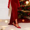 image:imageDREAM PAIRS Kitten Heel Low Heel for Women Closed Pointed Toe Pumps Wedding Party Sexy Dress Shoes LowpointedRedSuede