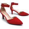 image:imageDREAM PAIRS Kitten Heel Low Heel for Women Closed Pointed Toe Pumps Wedding Party Sexy Dress Shoes LowpointedRedSuede