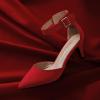 image:imageDREAM PAIRS Kitten Heel Low Heel for Women Closed Pointed Toe Pumps Wedding Party Sexy Dress Shoes LowpointedRedSuede