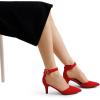 image:imageDREAM PAIRS Kitten Heel Low Heel for Women Closed Pointed Toe Pumps Wedding Party Sexy Dress Shoes LowpointedRedSuede