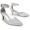 image:imageDREAM PAIRS Kitten Heel Low Heel for Women Closed Pointed Toe Pumps Wedding Party Sexy Dress Shoes LowpointedSilverGlitter