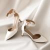 image:imageDREAM PAIRS Kitten Heel Low Heel for Women Closed Pointed Toe Pumps Wedding Party Sexy Dress Shoes LowpointedWhitePu