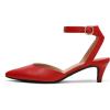 image:imageDREAM PAIRS Kitten Heels for Women Low Heel Dress Shoes Wedding Dress Closed Toe Pump Shoes LunaFireRed