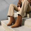 image:imageDREAM PAIRS Womens Ankle Boots Chunky Block Heel BootiesTanSuede