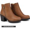 image:imageDREAM PAIRS Womens Ankle Boots Chunky Heel Platform Fall Heeled Short Booties ShoesTanPu