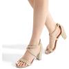 image:imageDREAM PAIRS Womens Ankle Strap Dress Low Chunky Block Open Toe Heel Sandals for Party WeddingGoldglitter