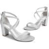 image:imageDREAM PAIRS Womens Ankle Strap Dress Low Chunky Block Open Toe Heel Sandals for Party WeddingSilverglitter