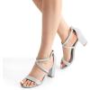 image:imageDREAM PAIRS Womens Ankle Strap Dress Low Chunky Block Open Toe Heel Sandals for Party WeddingSilverglitter