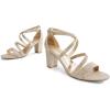 image:imageDREAM PAIRS Womens Ankle Strap Dress Pump Low Chunky Heel SandalsSize 75GoldGlitterMADISON
