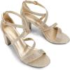 image:imageDREAM PAIRS Womens Ankle Strap Dress Pump Low Chunky Heel SandalsSize 75GoldGlitterMADISON