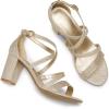 image:imageDREAM PAIRS Womens Ankle Strap Dress Pump Low Chunky Heel SandalsSize 75GoldGlitterMADISON