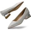 image:imageDREAM PAIRS Womens Chunky Heels Closed Toe Low Block Work Shoes Pointed Toe Dress Comfortable Wedding PumpsSilverglitter