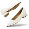 image:imageDREAM PAIRS Womens Chunky Heels Closed Toe Low Block Work Shoes Pointed Toe Dress Comfortable Wedding PumpsWhitepu