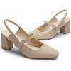 image:imageDREAM PAIRS Womens Closed Toe Chunky High Heels Mary Jane Block Square Toe Slingback Strappy Dress Work Pumps ShoesNudenubuck