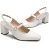 image:imageDREAM PAIRS Womens Closed Toe Chunky High Heels Mary Jane Block Square Toe Slingback Strappy Dress Work Pumps ShoesWhitepu