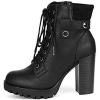 image:imageDREAM PAIRS Womens Lace up Combat Ankle Boots High Chunky Heel Fashion Heeled Booties ShoesBlack
