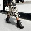 image:imageDREAM PAIRS Womens Lace up Combat Ankle Boots High Chunky Heel Fashion Heeled Booties ShoesBlack