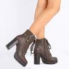 image:imageDREAM PAIRS Womens Lace up Combat Ankle Boots High Chunky Heel Fashion Heeled Booties ShoesBrown