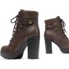 image:imageDREAM PAIRS Womens Lace up Combat Ankle Boots High Chunky Heel Fashion Heeled Booties ShoesBrown