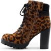 image:imageDREAM PAIRS Womens Lace up Combat Ankle Boots High Chunky Heel Fashion Heeled Booties ShoesLeopard