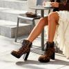 image:imageDREAM PAIRS Womens Lace up Combat Ankle Boots High Chunky Heel Fashion Heeled Booties ShoesLeopard