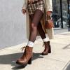 image:imageDREAM PAIRS Womens Lace up Combat Ankle Boots High Chunky Heel Fashion Heeled Booties ShoesTan