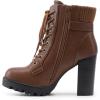 image:imageDREAM PAIRS Womens Lace up Combat Ankle Boots High Chunky Heel Fashion Heeled Booties ShoesTan