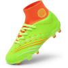 image:imageDREAM PAIRS Boys Girls Football Cleats Youth Firm Groud Outdoor Trainning Athletic Sport High Top Soccer Shoes for LittleBig KidNeon Green