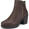 image:imageDREAM PAIRS Womens Ankle Boots Chunky Heel Platform Fall Heeled Short Booties ShoesBrownPu