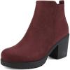 image:imageDREAM PAIRS Womens Ankle Boots Chunky Heel Platform Fall Heeled Short Booties ShoesBurgundy