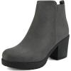 image:imageDREAM PAIRS Womens Ankle Boots Chunky Heel Platform Fall Heeled Short Booties ShoesGrey
