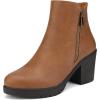 image:imageDREAM PAIRS Womens Ankle Boots Chunky Heel Platform Fall Heeled Short Booties ShoesTanPu