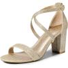 image:imageDREAM PAIRS Womens Ankle Strap Dress Low Chunky Block Open Toe Heel Sandals for Party WeddingGoldglitter