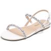 image:imageDREAM PAIRS Womens Casual Dresssy Low Wedge Summer Shoes Cute Strappy Rhinestone Open Toe Flat SandalsSize 10WhitePUSDFS2213W